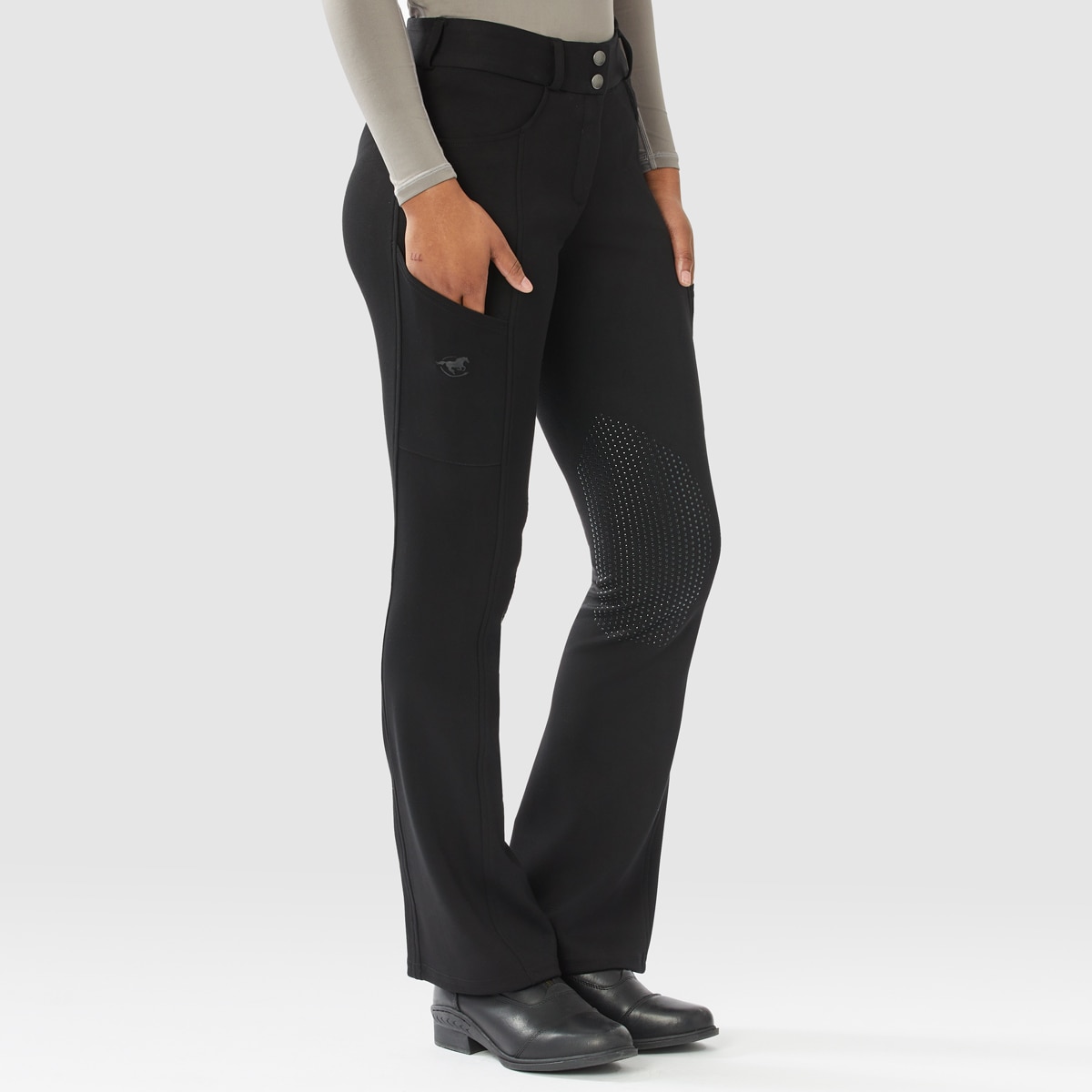 Piper Knit Everyday Mid-Rise Boot Cut Breeches by SmartPak - Knee Patch - Image 3