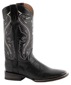 Ferrini Mens Teju Lizard Sq Toe Black Boots