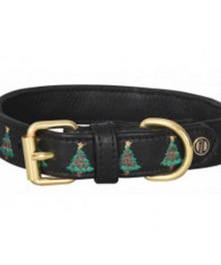 Halo Christmas Tree Leather Dog Collar