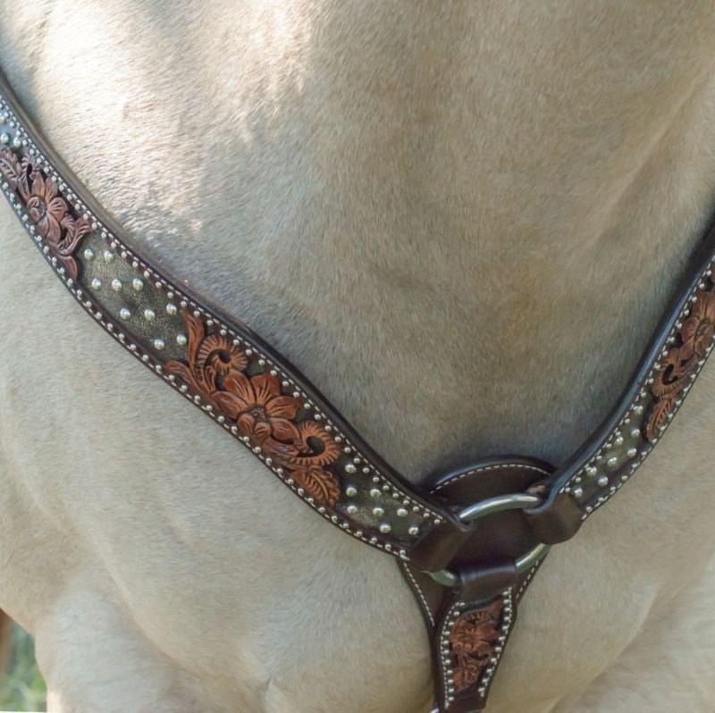 Circle Y Dark Flash Arizona Flower Breast Collar - Image 3