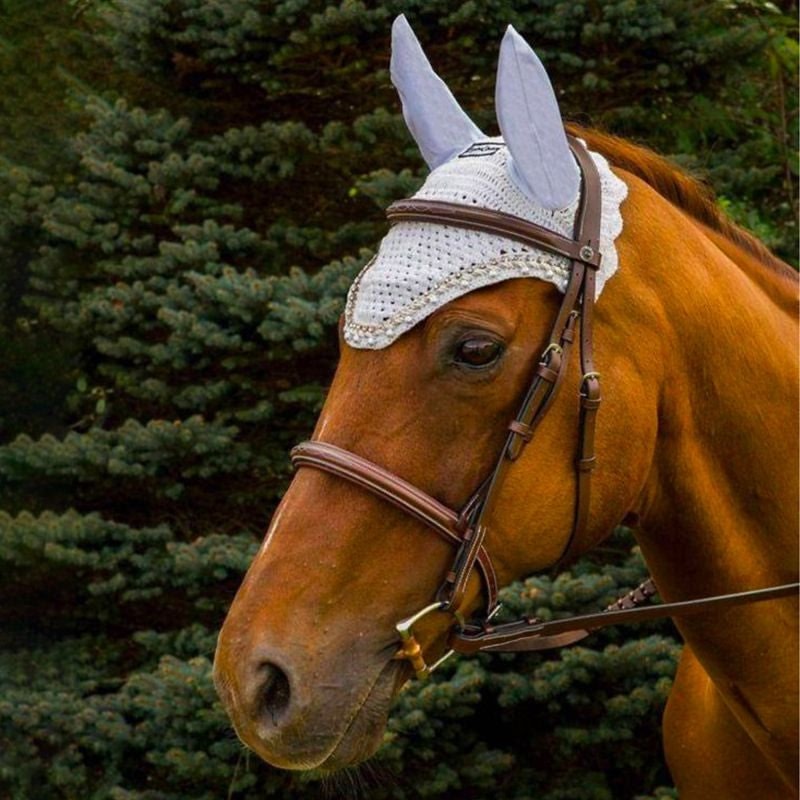 Equine Couture Fly Bonnet with Pearls and Crystals