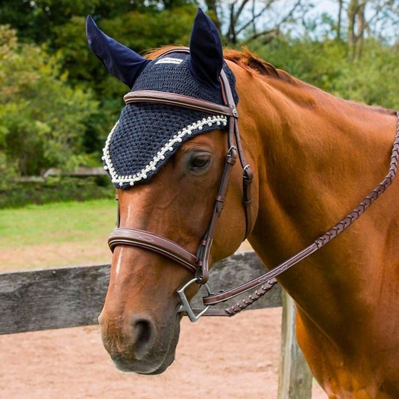 Equine Couture Fly Bonnet with Pearls and Crystals - Image 2