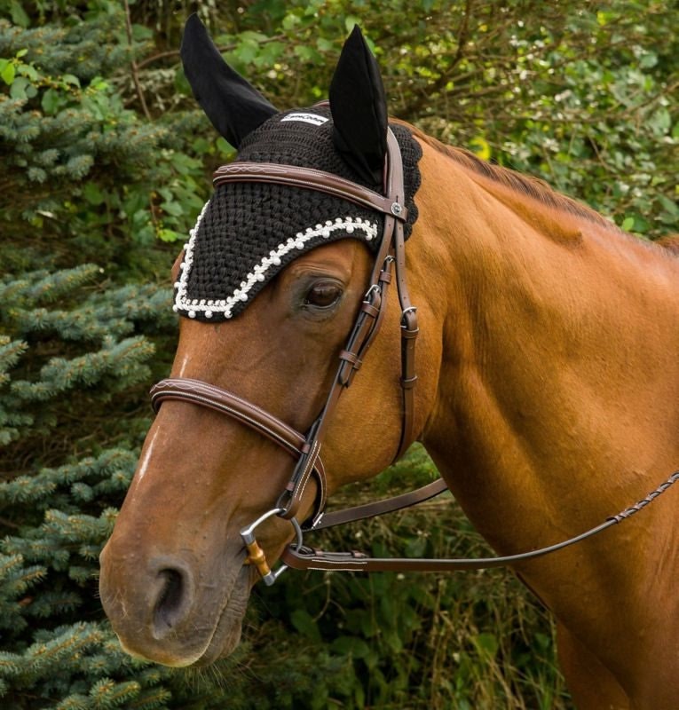 Equine Couture Fly Bonnet with Pearls and Crystals - Image 3