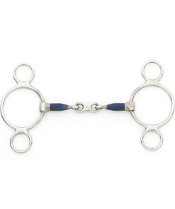 Blue Steel French Link 2-Ring Gag Bit