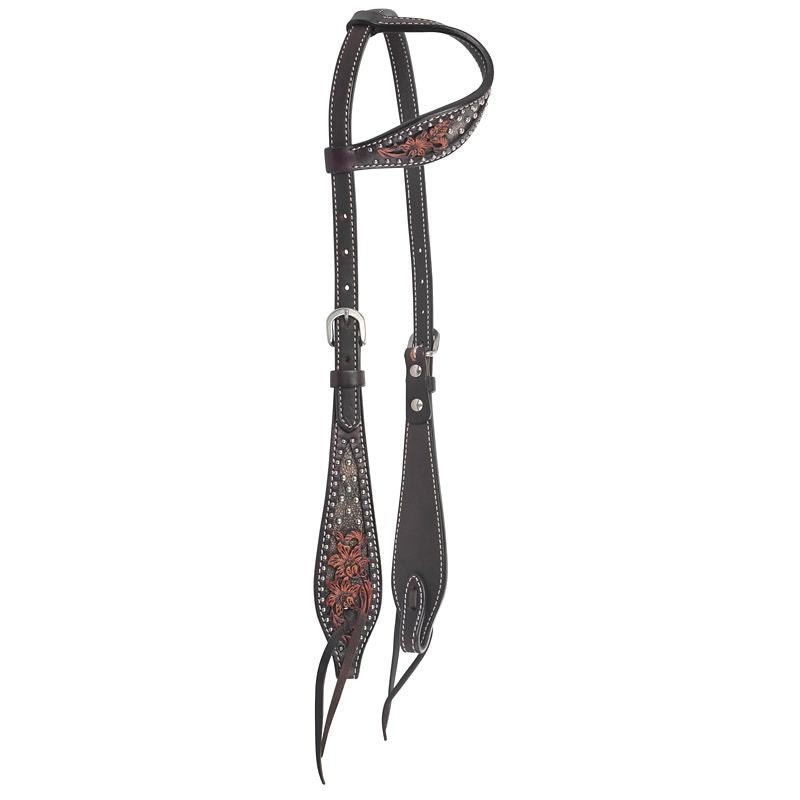 Circle Y Dark Flash AZ Flower One Ear Headstall