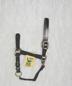 Adjustable Halter with Leather Crown Yearling Blk