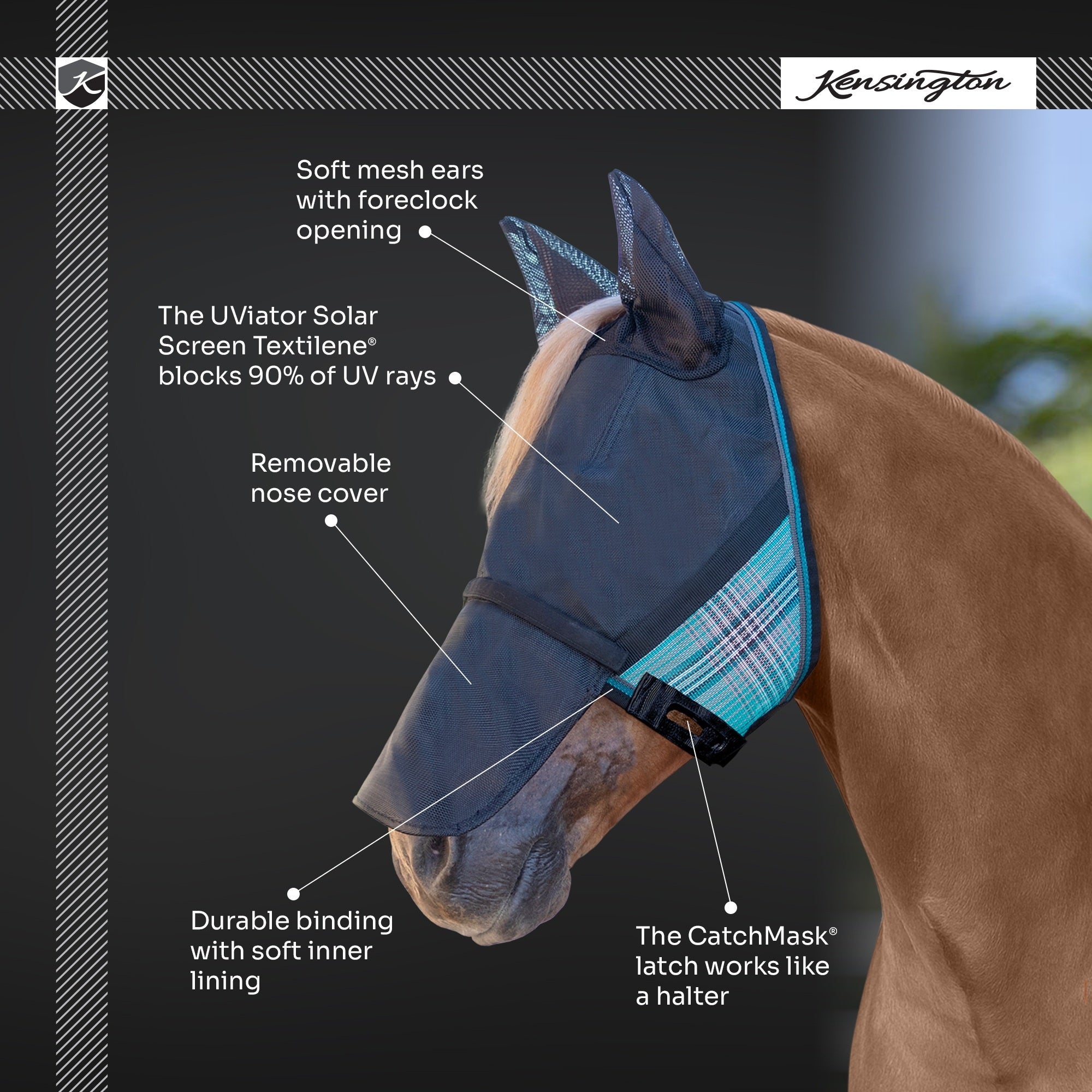 90% UViator Fly Mask CatchMask Ears and Nose - Image 13