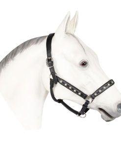 HDR Embroidered Royal Black Leather Halter