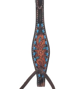 Alternative view of Circle Y Bronco Blue TX Flower One Ear Headstall