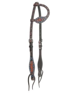 Circle Y Bronco Blue TX Flower One Ear Headstall