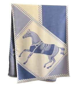 Alternative view of AWST Horses in Blankets Cashmere Scarf