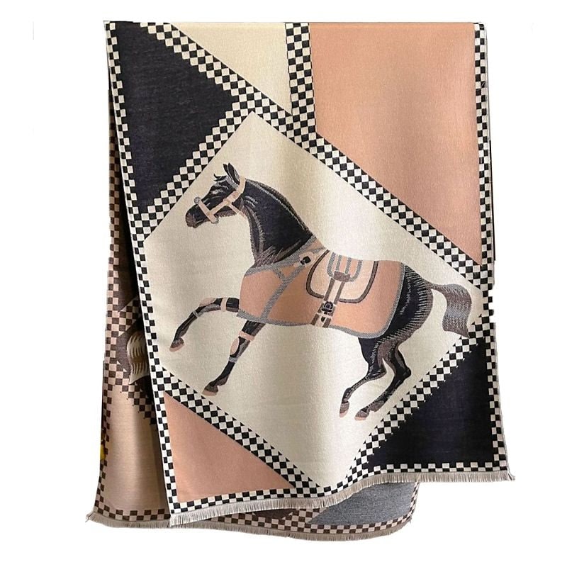 AWST Horses in Blankets Cashmere Scarf