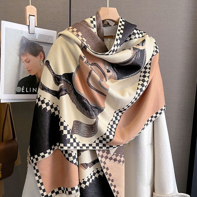 AWST Horses in Blankets Cashmere Scarf - Image 3