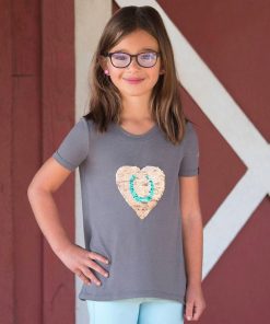 Irideon Kids Sequin Heart Tee Shirt L Dove Gray