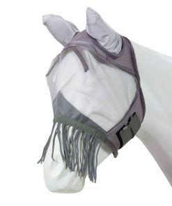 Alternative view of Centaur Fine Mesh Fly Mask with Fringe Cob Grey