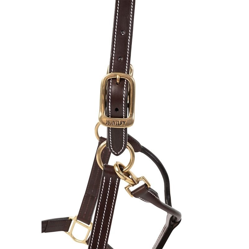Huntley Leather Triple Stitch Halter with snap Full H - Image 5