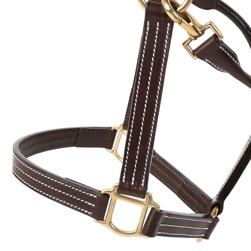 Huntley Leather Triple Stitch Halter with snap Full H - Image 6