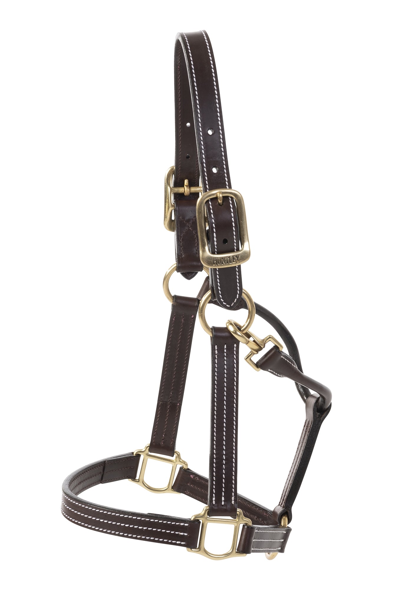 Huntley Leather Triple Stitch Halter with snap Full H - Image 2