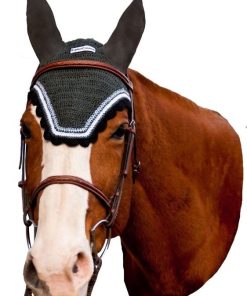 Alternative view of Equine Couture Fly Bonnet wSlv Lurex Cob Blk/Wht
