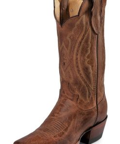 Justin Ladies Sq Toe 11in Tan Distressed Boot