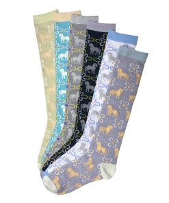 Horseshoe Blossoms Tall Socks 6 Pack