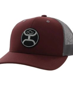 Hooey Primo 6 Panel Trucker Hat with Logo Maroon/Grey