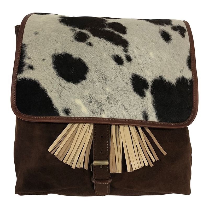 Huntley Cowhide Suede Designer Backpack Brown