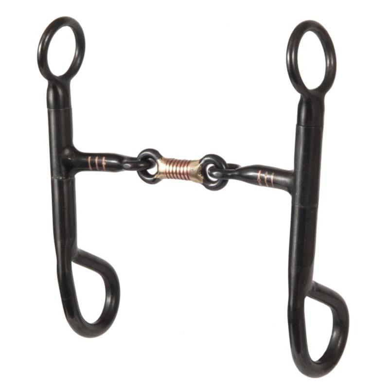 Black Steel Training Snaffle Bit 5 Inch Cheek - Image 2