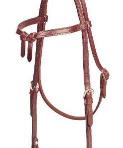 BrowKnot Dbl/Stitch Leather Headstall 5/8in Bk/Gry