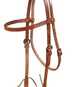Browband Single Ply Headstall - Tie Ends Bk/Gry