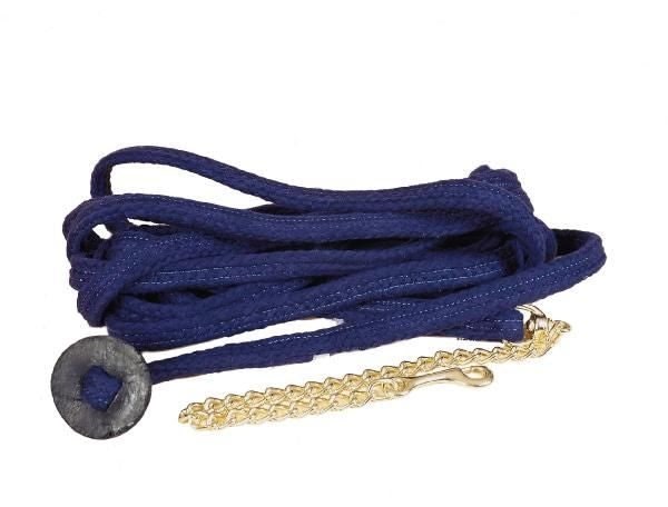 Flat Braid Rope Lunge Line/Brass Chain 25 Blk/Gry - Image 3