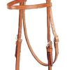 BrowBand Dbl/Stitch Leather Headstall 5/8in Bk/Gry