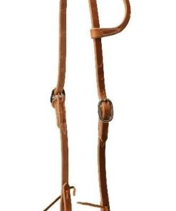 Heavy Weight One Ear Headstall-Tie End 5/8in Bk/Gy