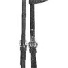 Dbl/Stitch Leather One Ear Headstall 5/8in Bk/Gry