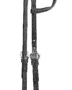 Dbl/Stitch Leather One Ear Headstall 5/8in Bk/Gry