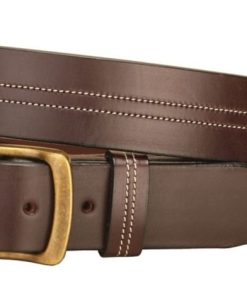 Center Stitched Double Row Leather Belt 28 Bk/Gry