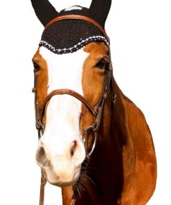 Equine Couture Fly Bonnet With Crystals Cob Blk