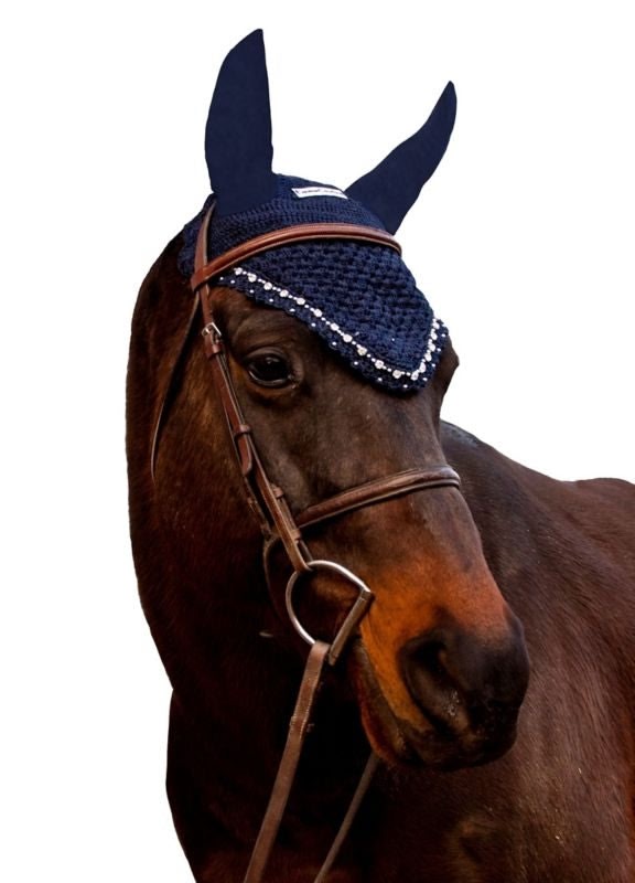 Equine Couture Fly Bonnet With Crystals Cob Blk - Image 6