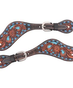 Circle Y Bronco Blue Texas Flower Spur Straps