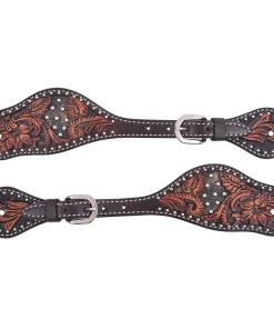 Circle Y Dark Flash Arizona Flower Spur Straps