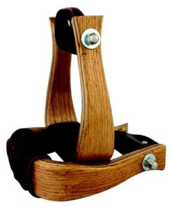 Aime Imports Oak Wood Bell Stirrups 2in Leather