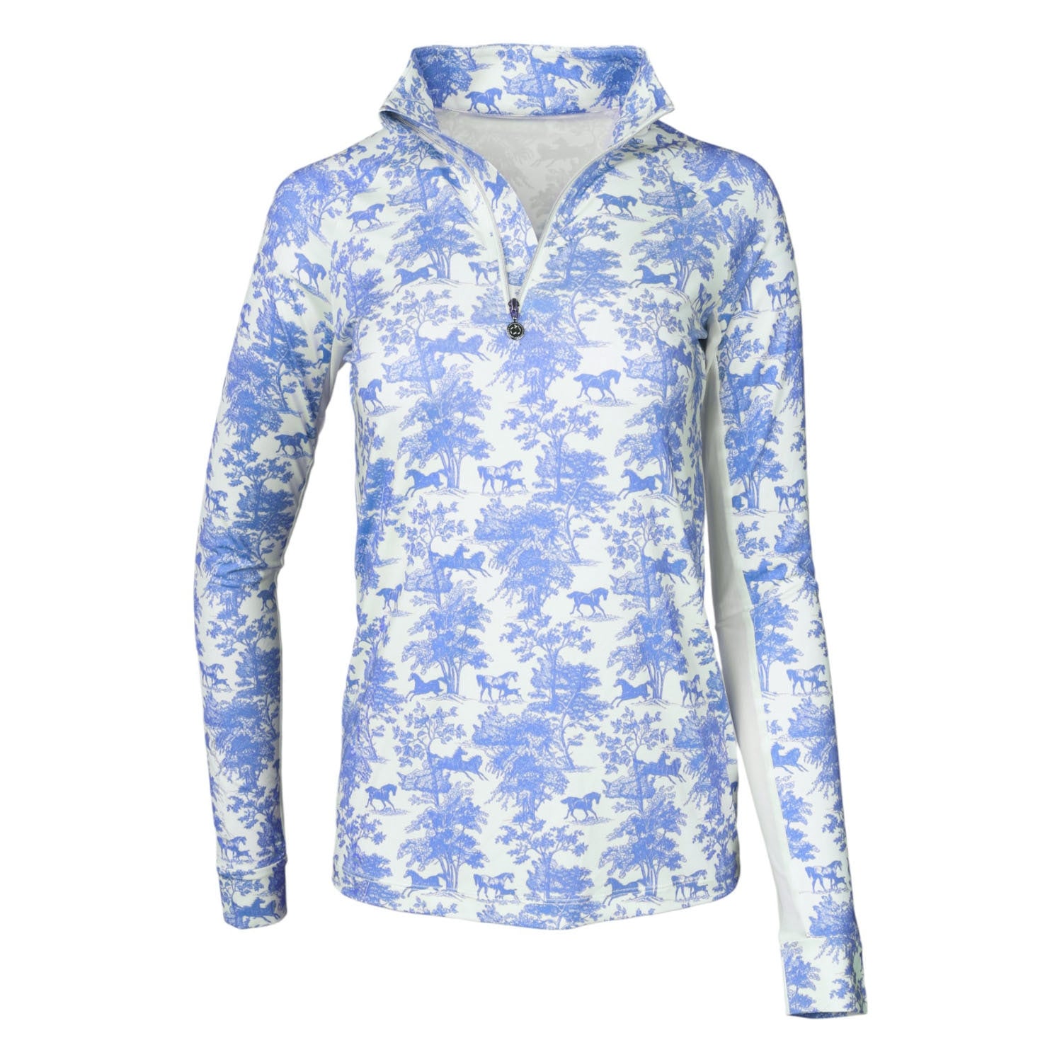 Dapplebay Ladies Equestrian Toile 1/4 Zip Long Sleeve Light Riding Top