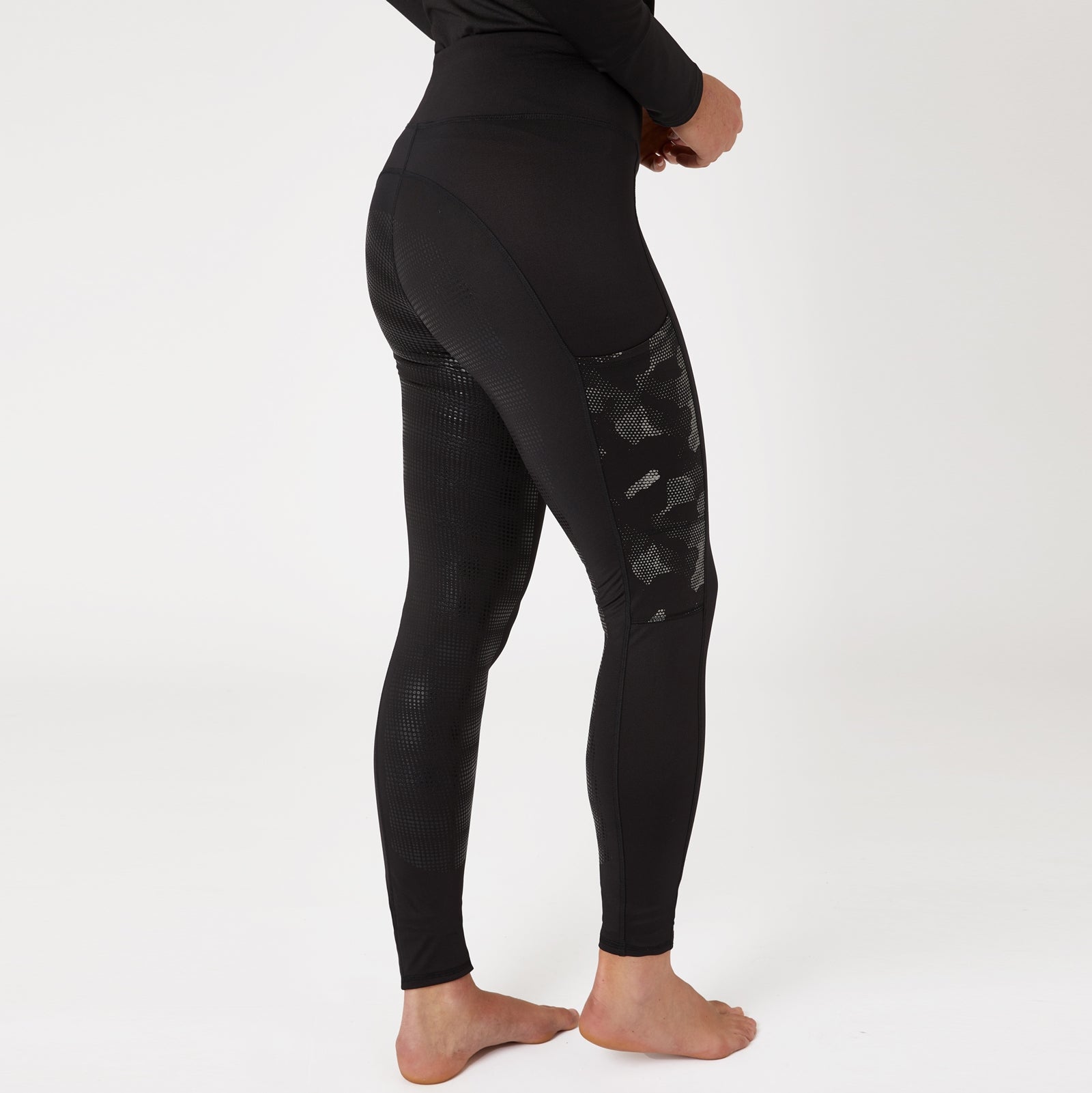 Horze Ladies Luminox Tights with Reflective Print - Image 4