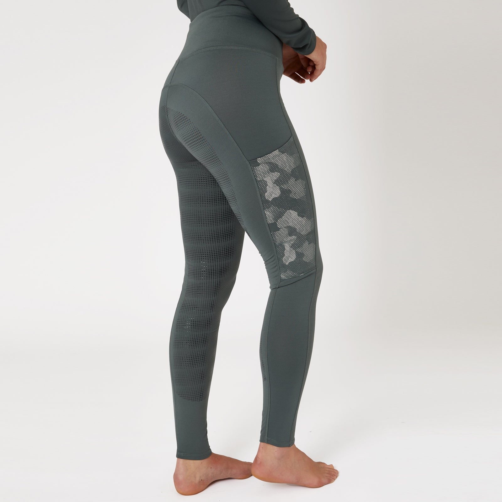 Horze Ladies Luminox Tights with Reflective Print - Image 6
