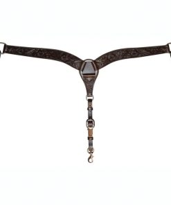 Circle Y Floral Tooled Breast Collar Walnut