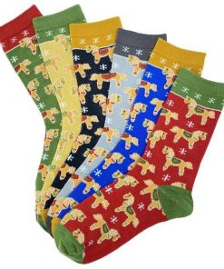 Gingerbread Horses Crew Socks Multi 6 Pack