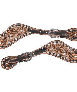 Circle Y White Daisy Filigree Spur Straps