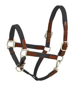 HK Americana Leather Padded Web Halter Full Black/