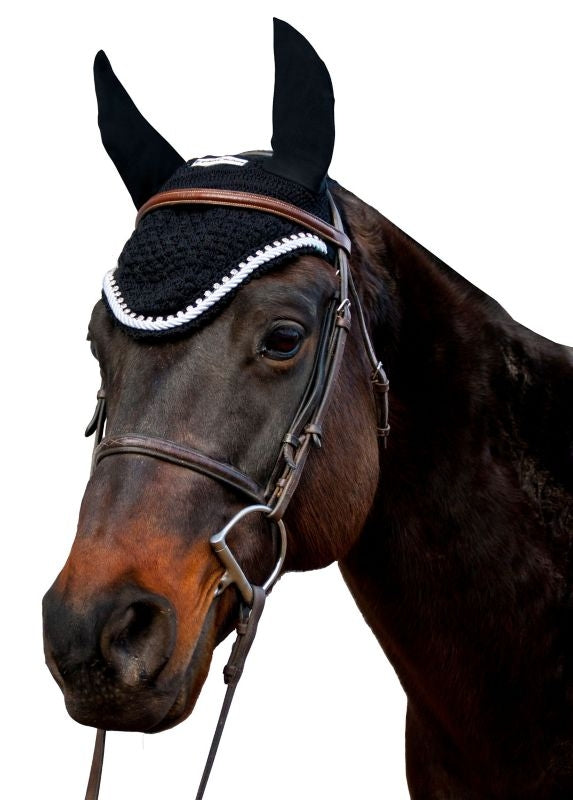 Fly Bonnet /Silver Rope/Crystals Cob Black