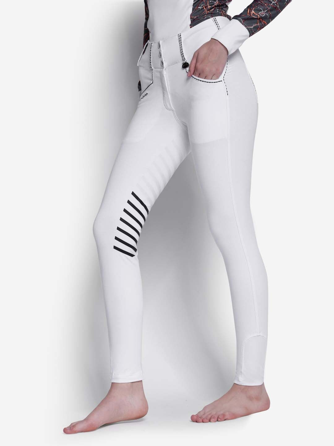 Equine Couture Ladies Saddle Stitch Extended Knee Patch Breeches - Image 2